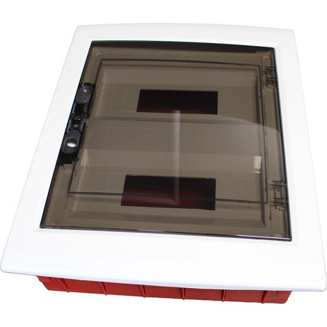 Centralino da incasso 24 moduli con portello fumé e telaio estraibile, bianco, 330x420x80 mm, ideale per installazioni elettriche domestiche e professionali (1/2)