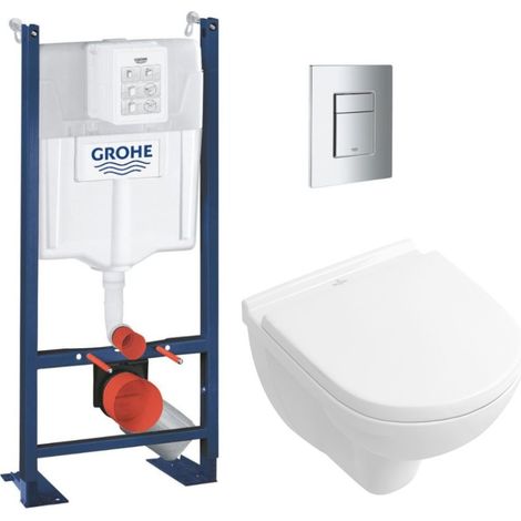 Grohe RAPID SL Pack Bâti-support + Cuvette suspendue + Abattant + Plaque chrome (PROJECTO.NOVO49-1) (1/5)