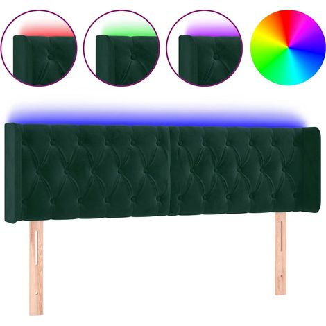 Maison Exclusive - Testiera a LED Verde Scuro 147x16x78/88 cm in Velluto (1/5)