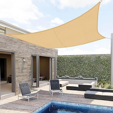 Voile d'ombrage Rectangulaire 3x4m Imperméable Toile Ombrage UV Protection pour Patio Jardin, Terrasse,Extérieur, Balcon,Sable (1/5)