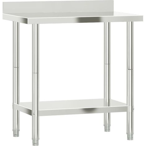 Tavolo da lavoro professionale da cucina con alzatina 825 x 55 x 93 cm in acciaio inox 020045411