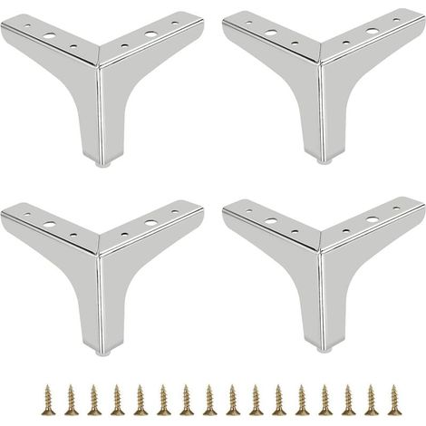 10 cm Pieds de canapé en métal 4 pièces Pieds de Meubles Modernes Pieds de Meuble de canapé Pieds de Rehaussement de Meubles de Bricolage Pieds de Remplacement pour Meuble TV Meuble de canapé, Argent (1/4)