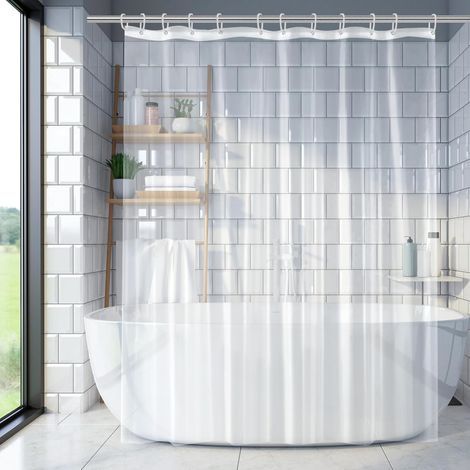 Transparent shower curtain, anti-static transparent shower curtain for bathroom and bathtub, 180x180cm (1/5)