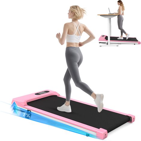 Tapis de Course - Tapis de Marche avec 7% d'inclinaison - Vitesse 1-8km/h - écran LCD - Moteur 2.5HP - Surface 39 x 94 cm - MAX 130KG - Avec télécommande - Dimensions 110x50 cm - Rose (1/5)