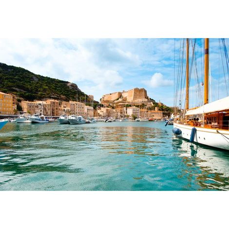 Tableau sur toile port de Bonifacio 30x45 cm - Impression sur Toile Murale Décorative - Image imprimée en HD sur Toile - Toile sur Châssis en Bois FSC - Fabriqué en France (1/4)