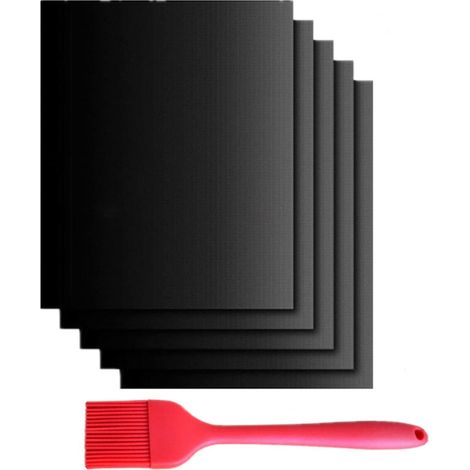 Tapete para hornear barbacoa 33 40 cm, 5 piezas Estera para horno de barbacoa de gas / eléctrico / carbón Horno de teflón antiadherente, reutilizable, fácil de limpiar y antiadherente, se puede corta (1/5)