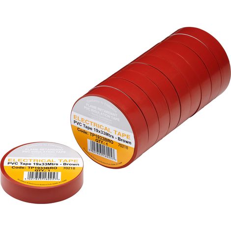 Draper 29498 Brown PVC Electrical Insulation Tape, 19mm x 33m (Pack of 10) (1/2)