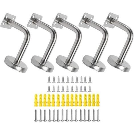Supports de Main Courante d'Escalier,Lot de 5 Pièces,Supports de Rampe d'Escalier, en Acier Inoxydable, 60x80 mm,avec Vis,