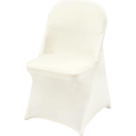 Housse de chaise extensible ivoire, housse pour chaise pliante, lot de 50 housses lavables pour mariage et banquet (1/5)