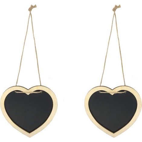 Set 2 lavagne a Cuore in Ardesia con Corda da Appendere Porta bigliettini memo Lavagna segnaposto da tavola
