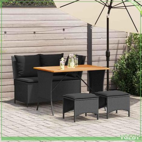 Ensemble de salle à manger de jardin - FAFEICY - 4104132 - Noir - Résine tressée - Table acacia (1/5)