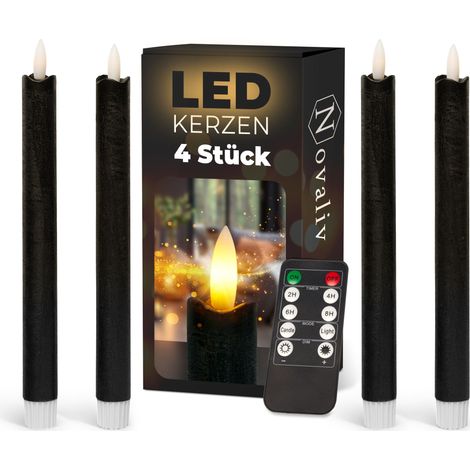 4x Novaliv LED Kerze Echtwachskerzen Schwarz (1/5)