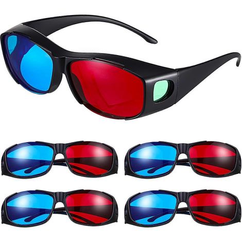 Lot de 5 lunettes 3D pour films 3D, lunettes de visionnage 3D rouges et bleues, lunettes anaglyphes-16.00X15.50X4.50CM (1/3)