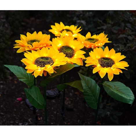 2 Lot Accessoire éclairage, Fleur tournesol réaliste, Panneau solaire large, Étanche IP66, Jardin Terrasse Balcon (1/5)