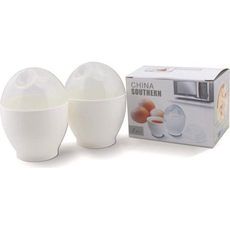 Lot de 2 mini-cuiseurs vapeur pour œufs – Cuiseur à œufs – Cuiseurs à œufs pour micro-ondes – Bols vapeur antiadhésifs portables – Faciles à nettoyer – 9,5 × 7 × 7 cm – Blanc (1/5)
