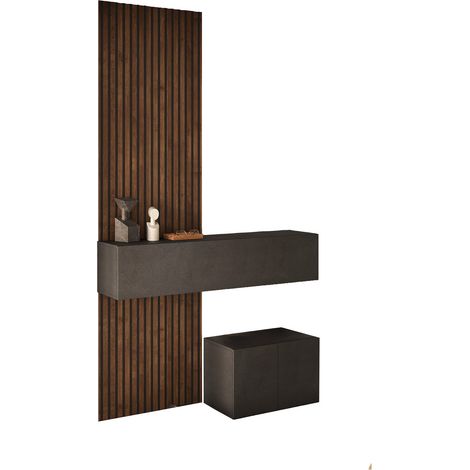 Mueble de Entrada Liscate, 2 Pares, Cajones Hecho en Italia, Estantes, 138x35x241h cm Marrón Oscuro