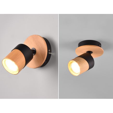 LED Wandstrahler Naturholz & Metall Schwarz, Breite 11cm (1/5)