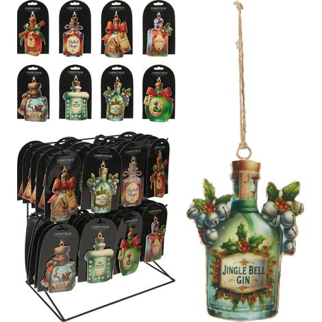 Pendente natalizio a forma di bottiglia 10 cm modello assortito PERAGA CHRISTMAS