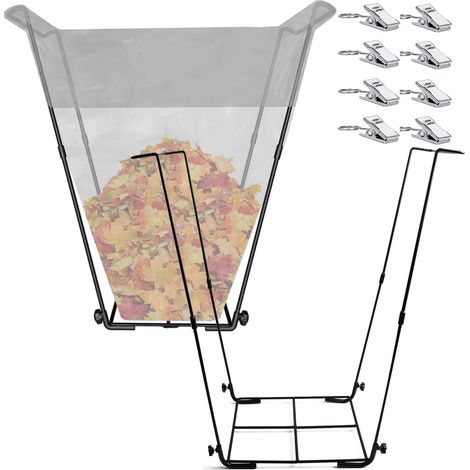2PCS Support de sac poubelle,Support de Sacs à déchets de jardin,Support de sac d'extérieur polyvalent,Cadre de sac poubelle en métal,Support de sac à feuilles(114-170L)