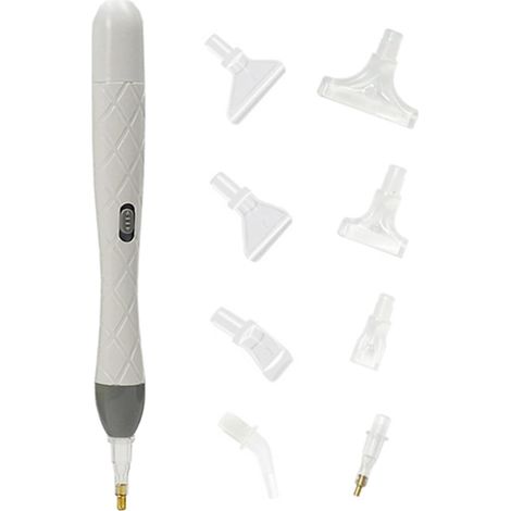 Penna diamantata elettrica a 8 punte – Con LED e doppia punta – Per punte quadrate e rotonde – Bianca (1/4)