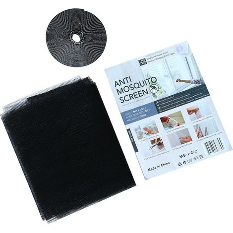 Moustiquaire de fenêtre, filet anti-insectes, amovible,autocollante,style minimaliste,compatible avec tous de fenêtres(Noir, 1,3x1,5 mètres) (1/5)