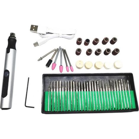 Mini Dremel Rotary Tool 3681+53 Pcs, 4.2V Cordless Electric Engraver Pen with Charger, Variable Speed Micro Grinder Kit for DIY Jewelry Metal Glass Wood Carving Polishing Drilling (1/2)