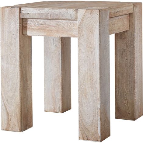 sgabello in legno di Acacia 40x40x45 pietra bianca sbiancato NATURE WHITE 10 (1/3)