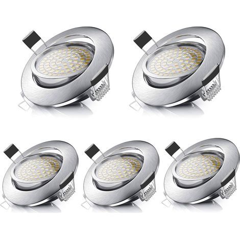 LED Downlights Adjustable Round 5W Ultraslim Warm White 3000K 470LM 230V IP44 Recessed Ceiling Lighting for Bathroom, Kitchen, Living Room, Hallway (Pack of 5) [Energy Class A++] (1/5)