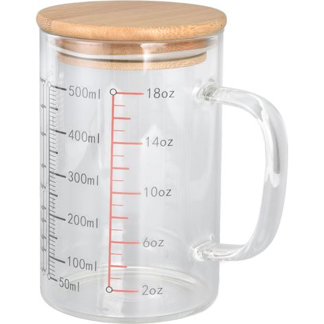Verre Doseur Bec Verseur en V Échelle Claire Prise Confortable Tasse Café Verre Borosilicate 500ml (1/5)