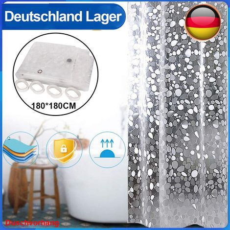 NEW 3D 180 x 180 cm Duschvorhang Wasserdicht Anti Schimmel Antibakteriell+ 12 Ringe DE (1/5)