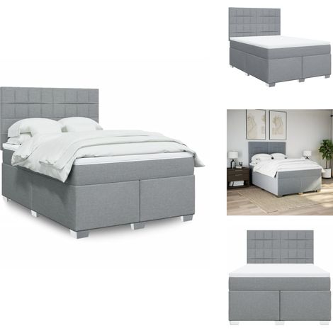 Sommier à lattes de lit avec matelas Gris clair 160x200cm Tissu - Sommier À Lattes De Lit - Sommiers À Lattes De Lit - Lit - Meuble De Chambre À Coucher (1/5)