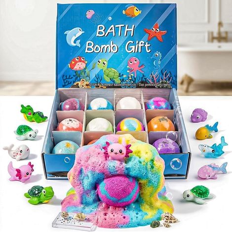 Lot de 12 bombes de bain 2026 pour enfants, avec surprise, cadeau d'anniversaire pour filles et garçons, pour la fête des enfants