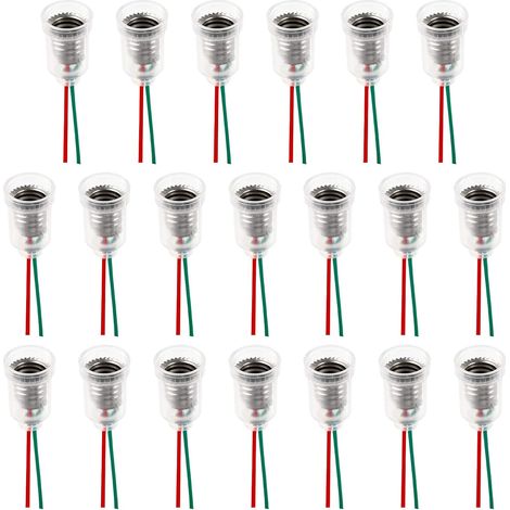 Douilles E10 Lampe Support avec Câble - 20 Pièces, Pour Ampoules LED, Expériences, Tests de Circuits Électriques