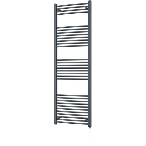 Zennor - Anthracite Electric Towel Rail H1800mm x W600mm Curved 900w Standard (1/3)