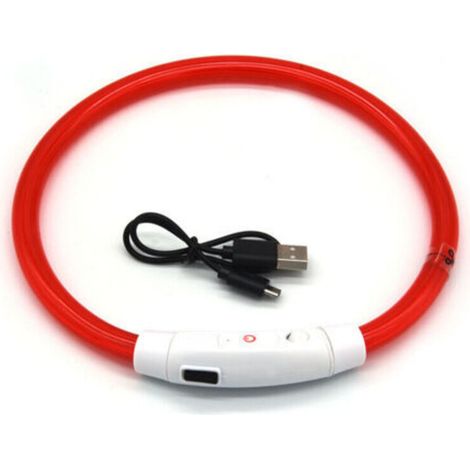 Red, LED Light-Up Dog Collar Rechargeable and Adjustable Length, Luminous Dog Collar with 3 Lighting Modes, Waterproof Light-Up Collar for Small Medium Large Dogs and Cats (1/5)