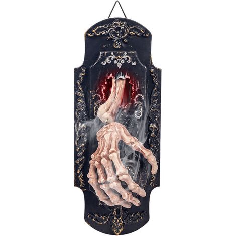 Sonnette effrayante Main squelette métal Déco Halloween Effet lumière spray sonore Induction 30.5cm (1/5)