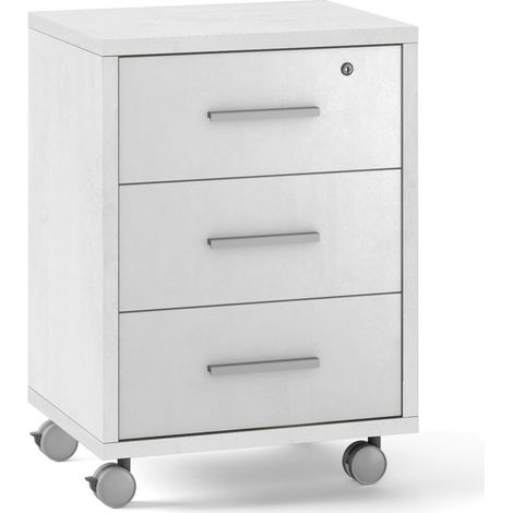 Mobile 3 cassetti chiave ruote scrivania ufficio design moderno Rot - Bianco (1/5)