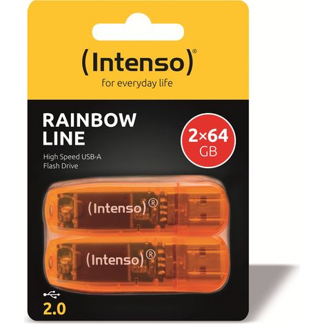 Clé USB INTENSO Rainbow Line 3502492 USB 2.0 64 Go orange/transparent Pack de 2