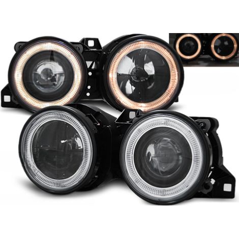 Paire de feux phares BMW serie 3 E30 de 1982 a 1994 angel eyes noir-27361127 (1/2)