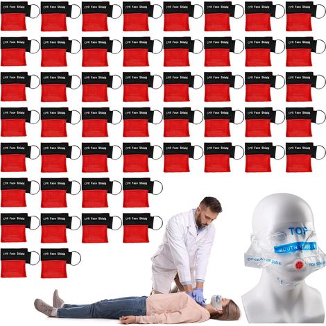 Resuscitation Mask Keychain (50 Pcs), Resuscitation Mask with Membrane and One-Way Valve, Respiratory Barrier, Pocket Mask for Training (1/5)