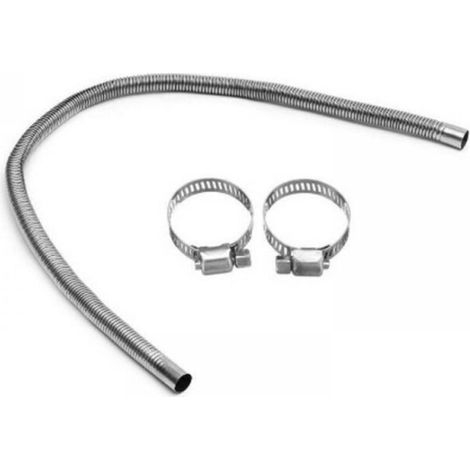 Tuyau d'échappement - 200 cm - Portable - Tuyau d'échappement flexible en acier inoxydable - Avec collier de serrage - Tuyau d'échappement pour voiture - Diamètre intérieur 25 mm (1/5)