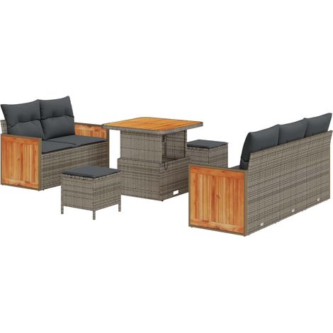 Garden Sofa Set 8 pcs Grey Poly Rattan and Powder-Coated Steel vidaXL (1/5)