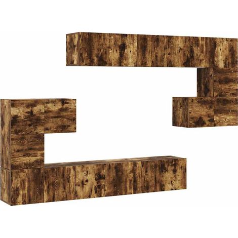 Maison Exclusive - 10-tlg. TV-Schrank-Set Räuchereiche Holzwerkst (1/5)