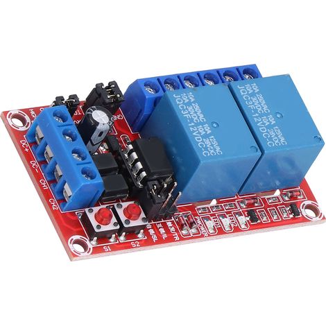 Module relais 2 canaux à bouton autobloquant avec déclenchement à seuil haut/bas et témoin lumineux 12 V (1/5)