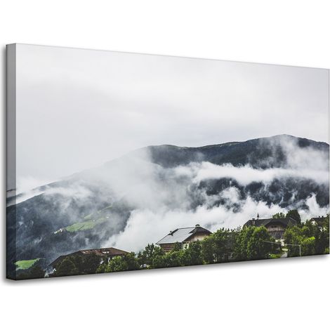 Lienzo impreso Naturaleza Montañas en la niebla 100x60 cm