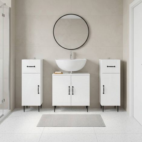 vidaXL Juego de armarios de baño de 3 piezas HAARLEM Blanco Brillante (1/5)