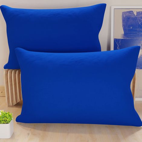 Lot de 2 Taies d'oreiller de Lit 80x40 cm, Housses de Coussin Unies Couleur Bleu Électrique, Taie Oreiller 100% Microfibre Hypoallergénique, Fabriqué en Italie