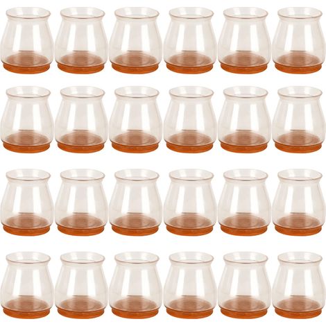 Lot de 24 protège-pieds de chaise, protège-pieds ronds avec patins en feutre, patins en silicone pour chaises, anti-rayures (1/5)