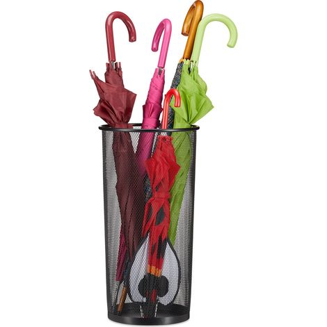 Porte-parapluies en métal Support pour bâtons et Cannes tressé métallique diamètre 26 cm, 50 cm Hauteur Noir (1/5)