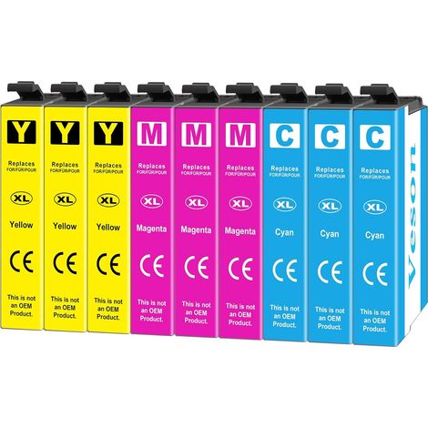 Remplacement pour XP-2105 Cartouches d'encre Compatible pour Expression Home XP-2100 XP-2105 XP-2150 XP-3100 XP-4100 XP-4105 XP-3105 XP-4155 WF-2830 WF-2810 WF-2850 (3 Cyan, 3 Magenta, 3 Jaune) (1/5)
